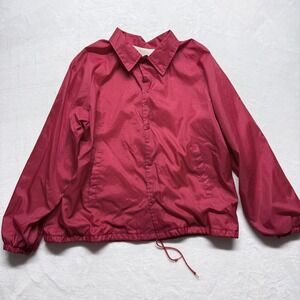 Vintage Athletic Works Coaches Jacket Red Nylon Snap Front Size XL